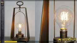 Lampe d'appoint en métal style lanterne de marin, finition effet bronze ancien 41cm