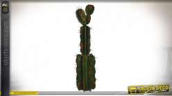 Sculpture en métal en forme de cactus vieilli, ambiance Far West, 70cm