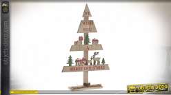 Décoration à poser de Noël en forme de sapin en bois, 41cm