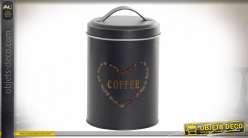 Pot en métal pour café, finition noir avec inscription frontale, 1630 ml