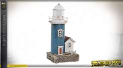 Reproduction miniature d'un ancien phare, en bois et métal avec éclairage LED intégré, finitions anciennes, déco bord de mer, 21cm