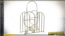 Porte-revues en métal finition dorée effet ancien, ambiance arrondie Art Déco, 47cm