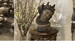 Sculpture de Bouddha esprit vestiges antiques, finition effet vieilli, 38cm