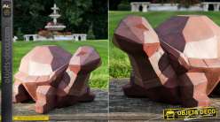 Belle tortue de jardin finition brun foncé, version origami géométrique, patine effet vieilli, 53cm