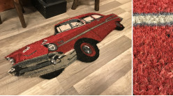 Paillasson décoratif en forme de voiture américaine rouge
