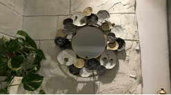 Miroir rond en métal de style moderne, esprit nénuphars brillants, Ø60cm
