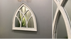 Miroir style arche gothique patine blanc antique