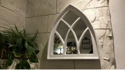Miroir style arche gothique patine blanc antique, 62cm