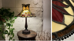 Grande lampe de salon de style Tiffany, ambiance rétro cabaret des années 20, Ø51cm
