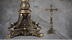 Croix du Christ, représentation de Jésus sur la croix, en résine finition bronze laiton vieilli, collection Terre des Dieux, 32cm
