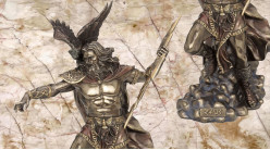 Zeus, représentation du dieu du ciel et de la foudre, en résine finition vieux bronze, collection Mythologie grecque, 50 cm