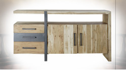 Buffet en bois d'acacia finition naturelle et métal de style moderne, 170cm