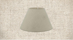 Abat-jour de Ø35cm en coton, forme conique avec motifs de rayures grises sur fond beige écru