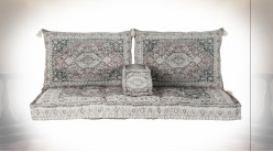 Ensemble de coussins pour canapé en coton finition vieillie ambiance orientale, 155cm