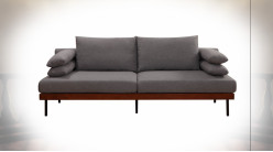 Canapé 2 personnes en coton et polyester finition gris foncé ambiance contemporaine, 220cm
