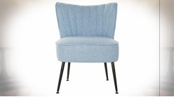 Chaise en polyester finition bleu ciel et pieds en métal noir esprit rétro, 74cm