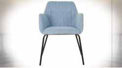Chaise en polyester finition bleu ciel et pieds en métal noir de style contemporain, 76cm