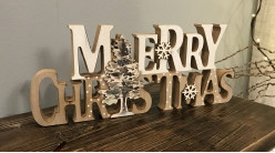 Décoration de Noël à poser en bois, Merry Christmas, 32cm