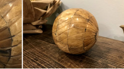 Boule décorative en bois de manguier finition clair, Ø10cm