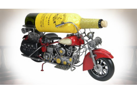 Objet décoratif porte-bouteille en forme de vieille moto en métal style ancienne Harley Davidson