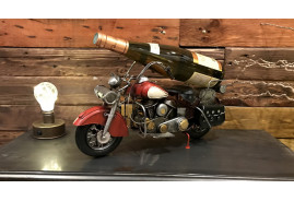 Objet décoratif porte-bouteille en forme de vieille moto en métal style ancienne Harley Davidson