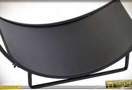 Porte buches en métal noir de forme circulaire, ambiance moderne contemporaine, Ø50cm