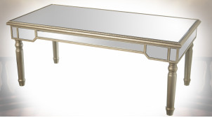 Table basse en bois et miroir de style vénitien vermeille 120 cm