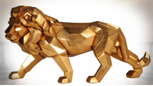 Statuette de lion doré effet stylisé origami 42 cm