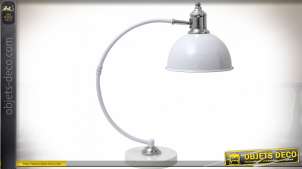 Lampe de bureau blanche style vintage métal chromé 46 cm