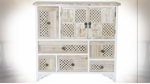 COMMODE SAPIN 82X36X78 DÉCAPAGE BLANC