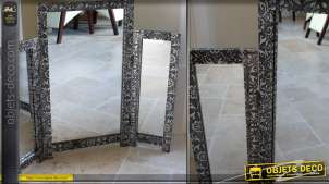 Miroir oriental de table triptyque pour coiffeuse style marocain