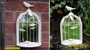 Miroir cage à oiseaux avec petite étagère coloris crème