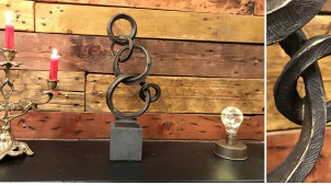 Trophée en résine et métal, superposition de cercles de style contemporain, 40cm