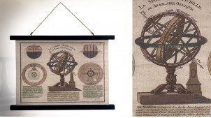 Toile à suspendre sur le thème des anciens instruments de mesures astronomiques, ambiance vintage, 60cm