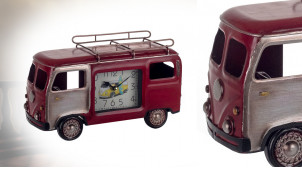 Miniature de Van en métal avec cadran d'horloge sur les portes arrières, ambiance roots, 30cm