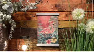 Toile murale à dérouler en bambou avec impression de flamant rose, ambiance vintage, 52cm