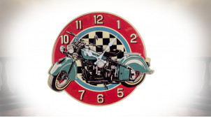 Horloge murale version plaque en métal avec impression de moto effet vintage, 44cm