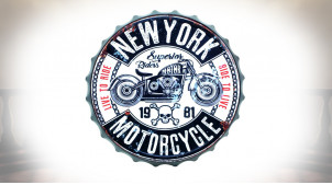 Plaque murale en forme de capsule géante, motifs vintage de Harley Davidson 1981, Ø33cm