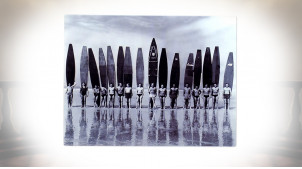 Plaque murale en métal effet vintage, photo de vacances été 1960 à Biarritz, 25x33cm