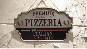 Plaque murale en métal style ancienne enseigne de pizzeria, finition vintage, 40cm