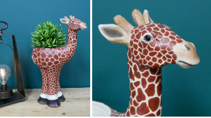 Jardinière déco en résine en forme de girafe, finition réaliste, 43cm