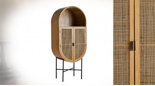 Buffet en bois de pin à 2 portes de forme ovoïdale, style rétro scandinave, 165cm