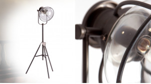 Lampadaire en métal anthracite et globe en verre, ambiance moderno indus, ajustable, 165cm