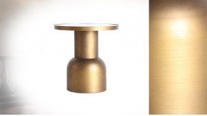 Table basse en métal et plateau en verre, ambiance moderne contemporaine, finition bronze, Ø50cm
