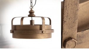Suspension en métal de style industriel finition cuivré vieux bronze, esprit cloche, Ø46cm