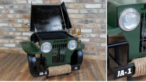Barbecue en métal version face avant de Jeep, avec grille et tiroir pour cendres, ambiance décalée originale, 88cm