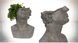 Lucius, cache pot effet pierre taillée en forme de buste, collection Rome Antique, 39cm