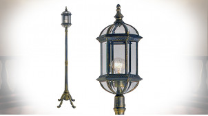 Lampadaire extérieur en aluminium finition vieilli, style lanterne sur pieds, 190cm