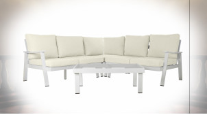 Canapé en aluminium finition blanc crème de style moderne, 212cm