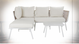 Canapé de style moderne en aluminium finition beige et blanc de saturne, 196cm